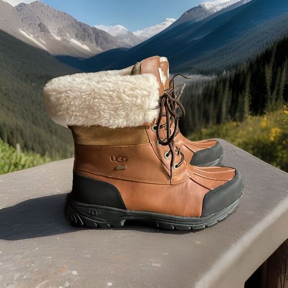 UGG Butte Worchester Brown Leather Waterproof Vibram Boots Men 9M US/42EU 5521 - Picture 2 of 16